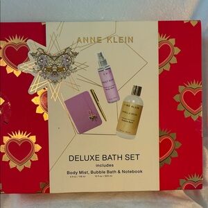 Anne Klein Deluxe Bath Set - Red, Gold, and Purple